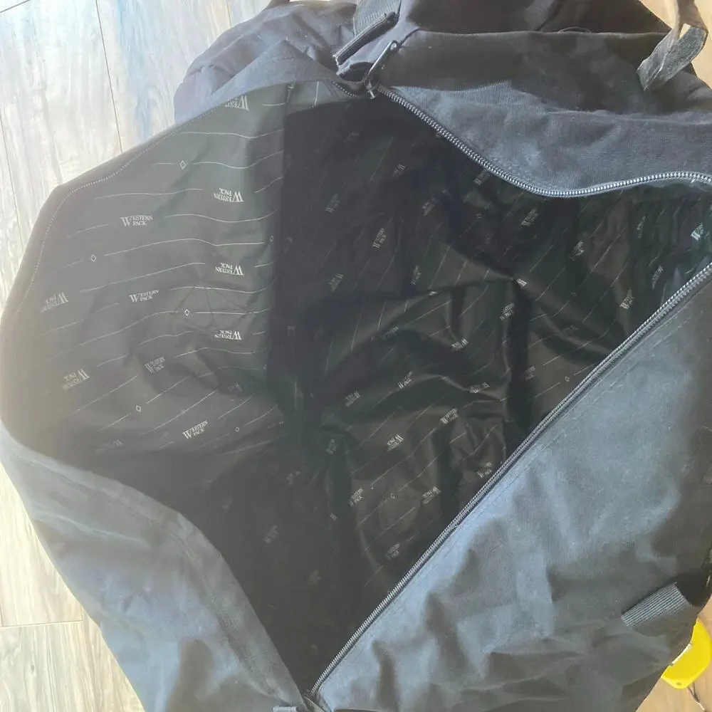 Western Pack Duffle Bag L Black Outdoors Travel Gear Gym Weekender Trip 30x24